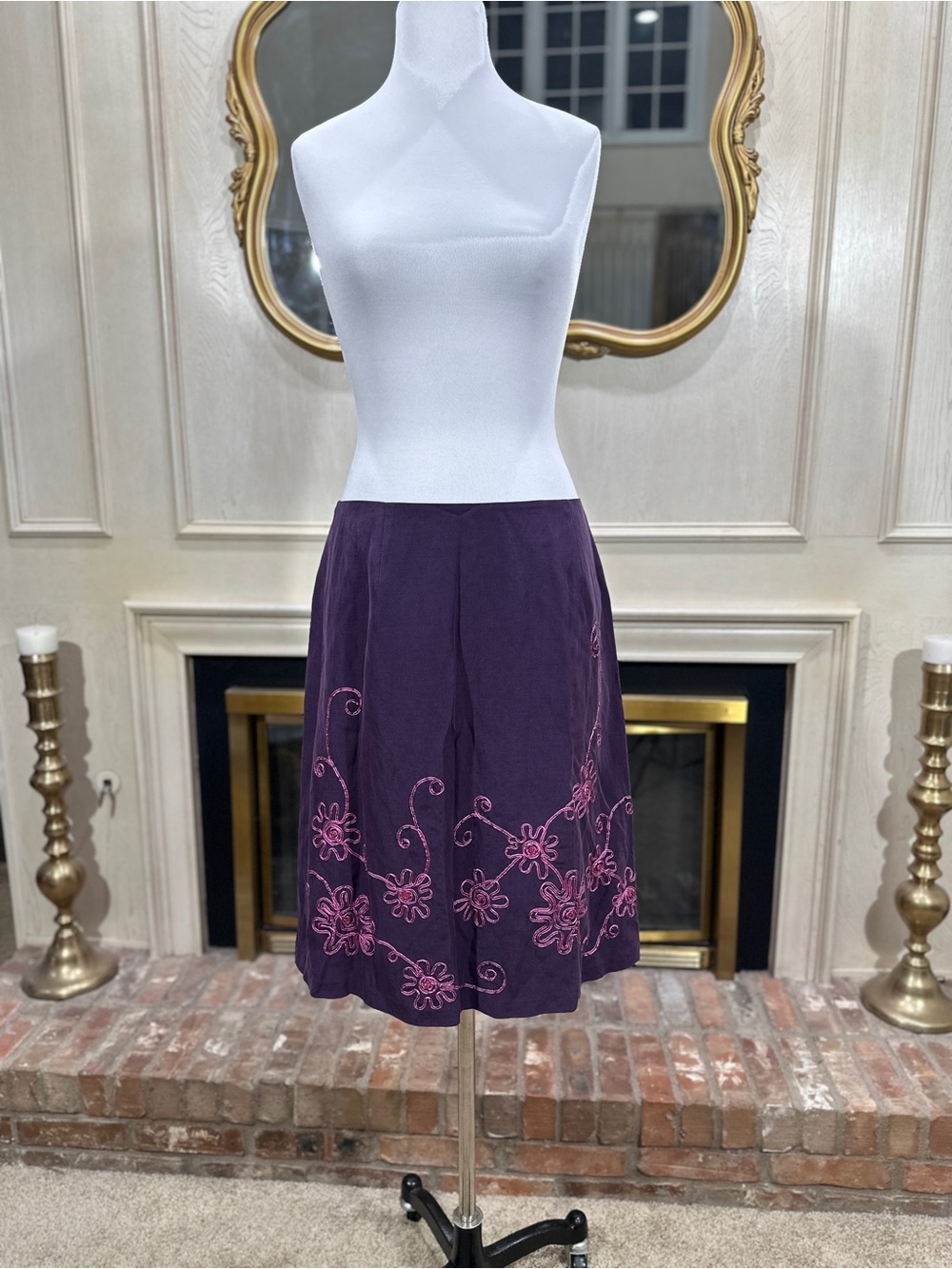 Debra McGuire Silk Linen Skirt size 14 Whimsigoth Art to Wear Boho